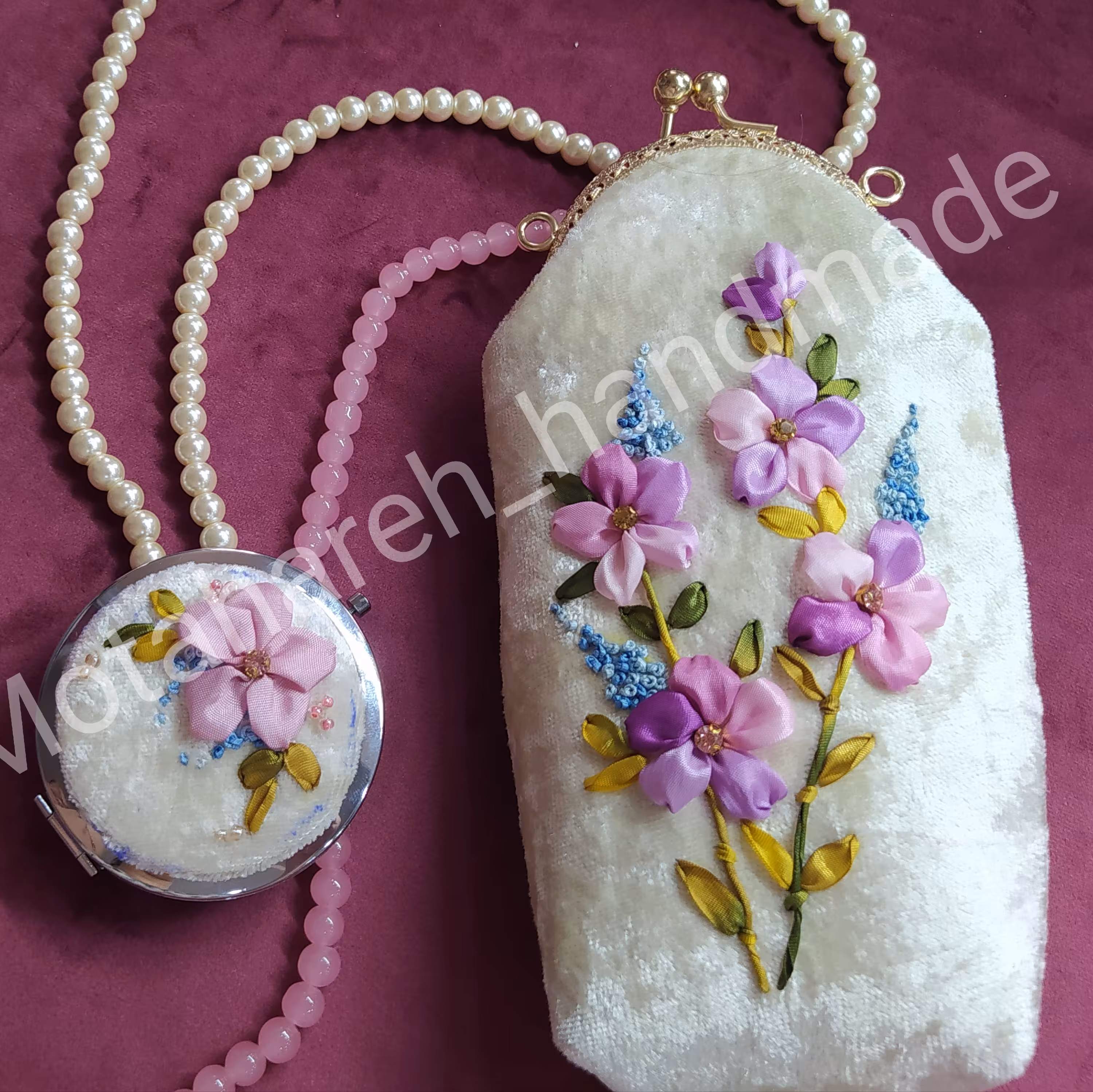 کیف عینک مجلسی مخمل کالیفرنیا  روباندوزی شده با روبان مجستیک ترکیه