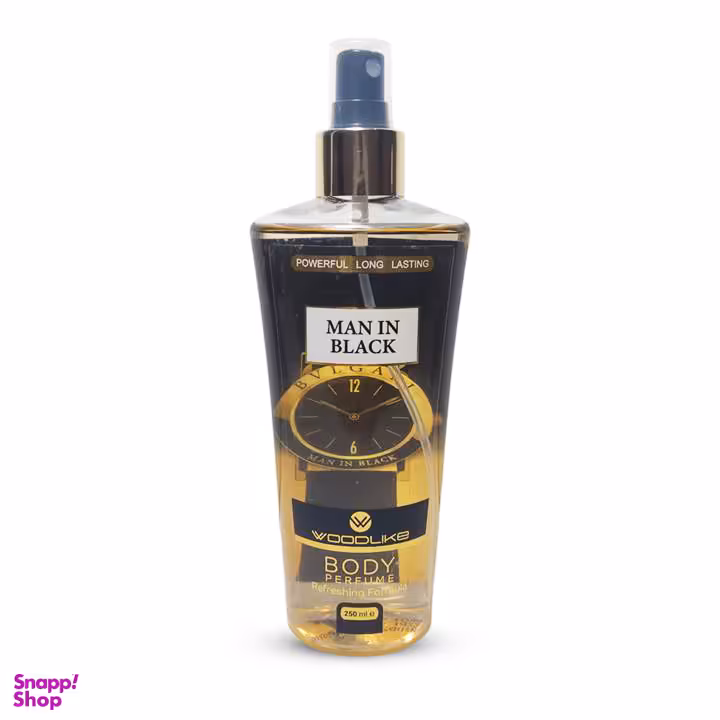 بادی اسپلش مردانه وود لایک مدل بولگاری Man In Black حجم 250 میلی لیتر