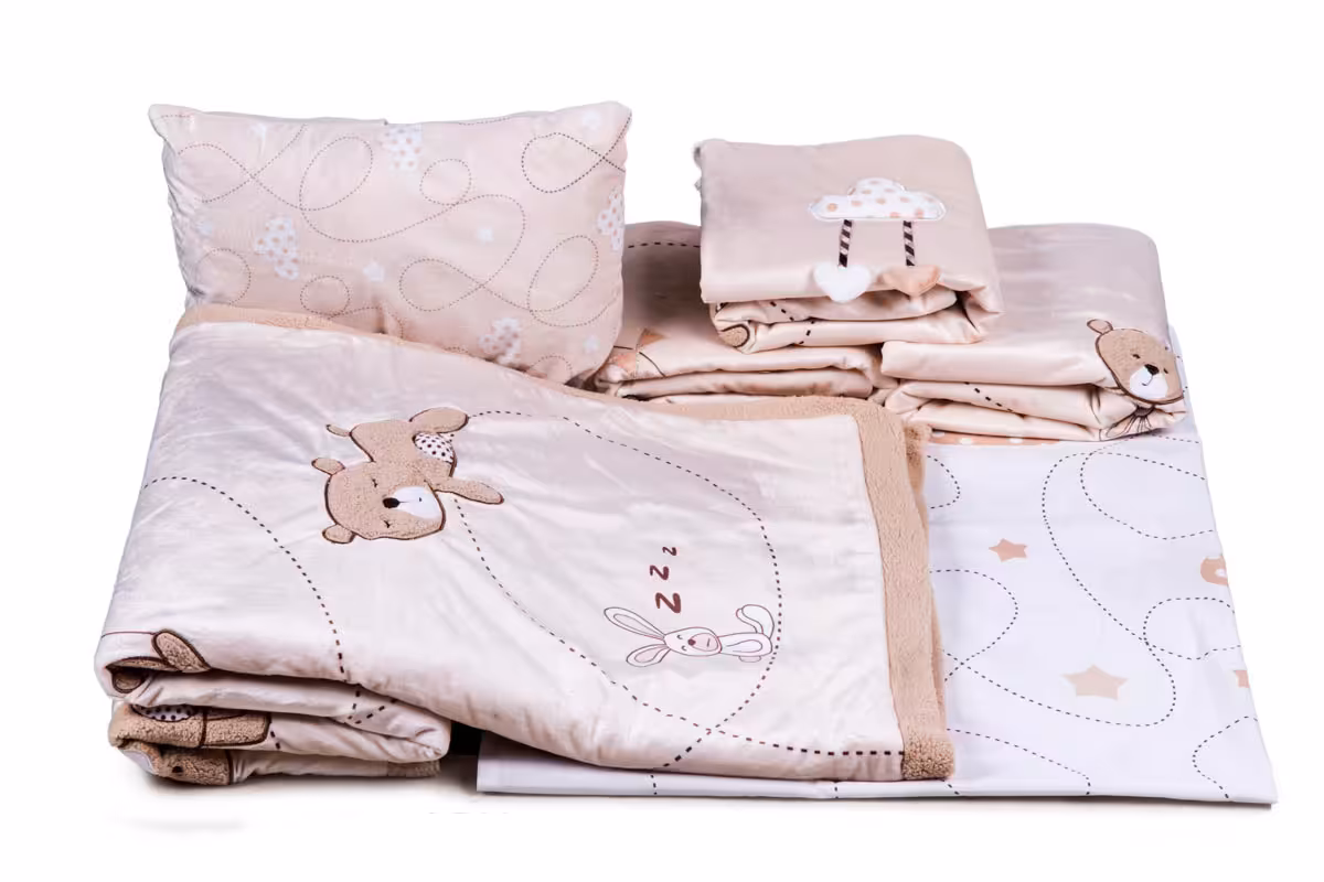 رو تختی 7 تیکه رز بورن طرح خرس و خرگوش کرم