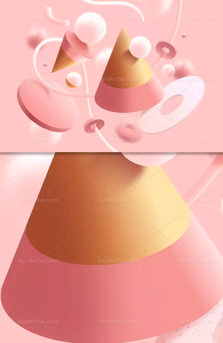 وکتور بکگراند اشکال سه بعدی صورتی | گرافیک با طعم تربچه