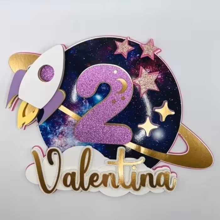 تاپر کیک دستسازه نقش برجسته تم سفینه فضائی