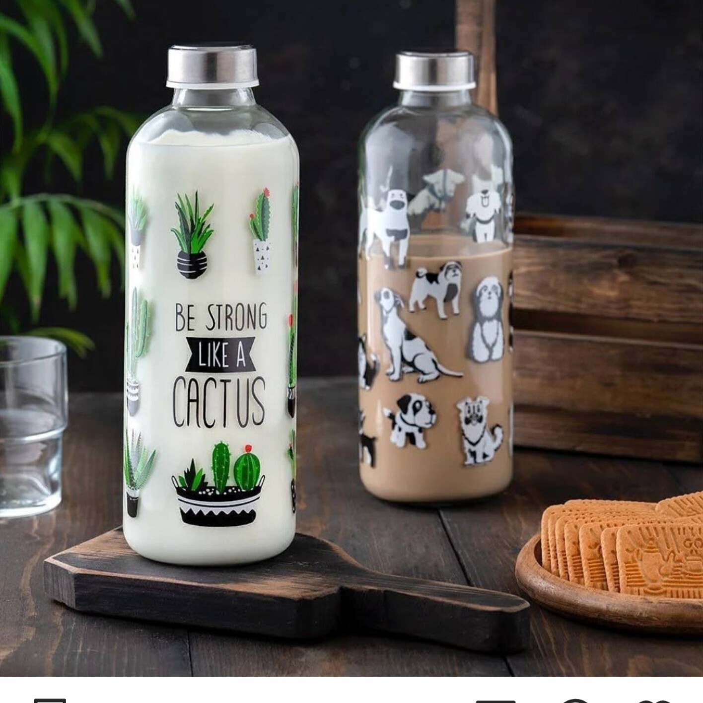 بطری شیشه ای درب استیل طرح چاپدار کاپری