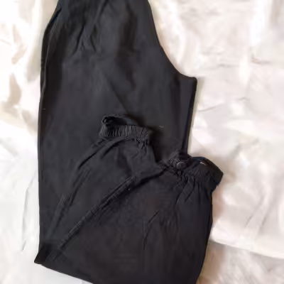 شلوار کتان دم پا کش کمرکش دخترانه