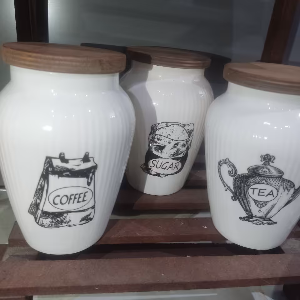 بانکه ی سرامیکی نگهداری قهوه و چای و شکر(ست)