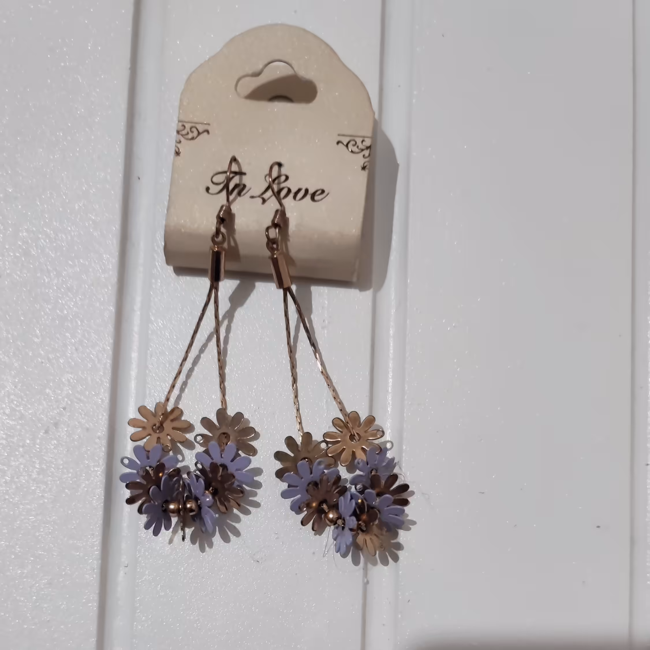 گوشواره استیل گلدار یاسی 