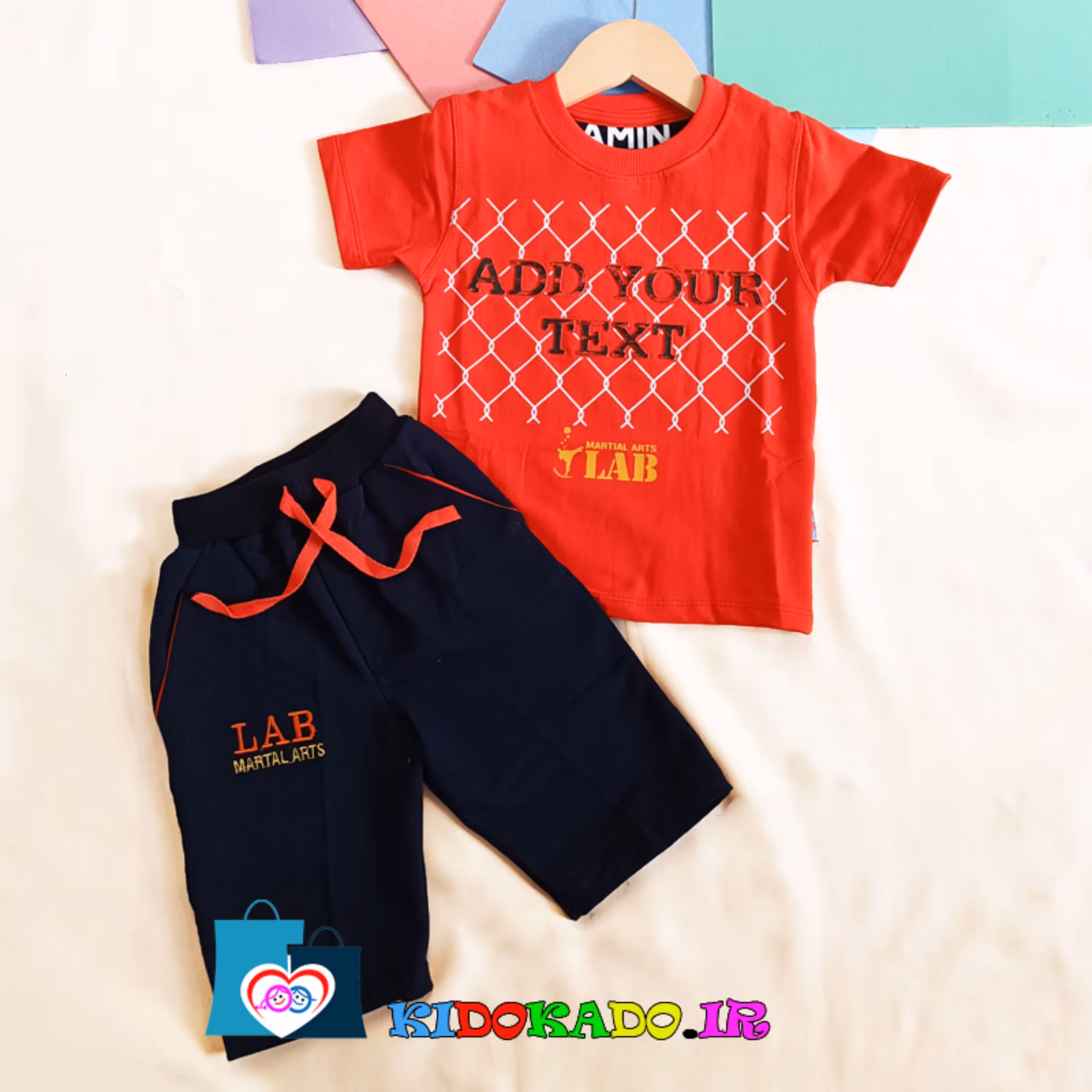 تیشرت و شلوارک نخ پنبه  طرح addtext سایز 40 