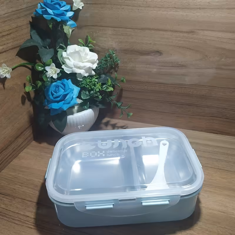 ظرف غذا قابل حمل فلزی دو بخشی سبز فیروزه ای 