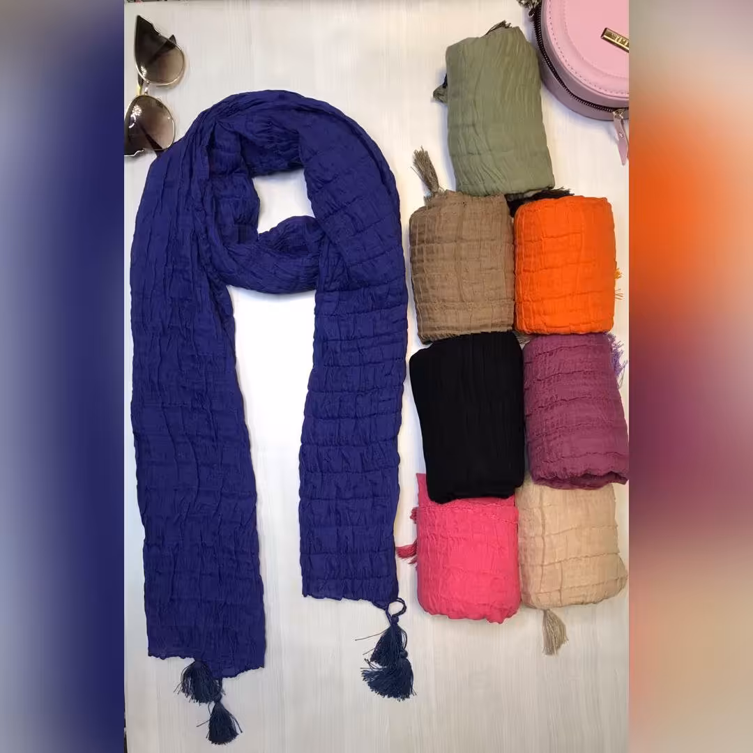 شال نخی پلیسه ای مربعی(پفکی)