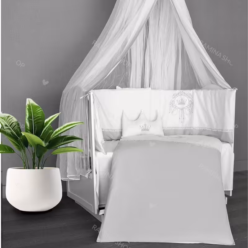 سرویس روتختی نوزادی پسرانه 8 تکه طرح پرنس رنگ طوسی شوبیبی Showbaby