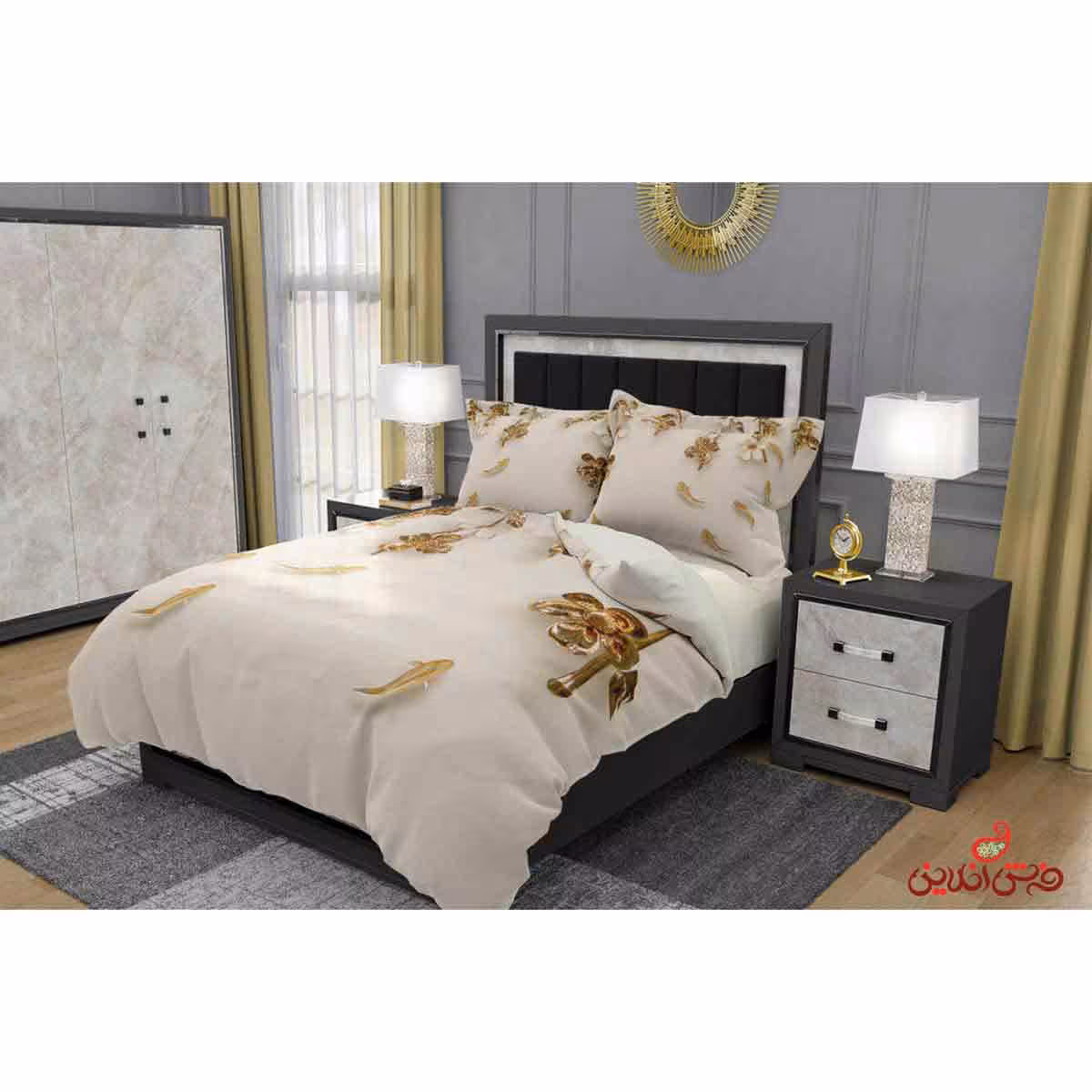 روتختی طرح برگ وگل طلایی کد 2440