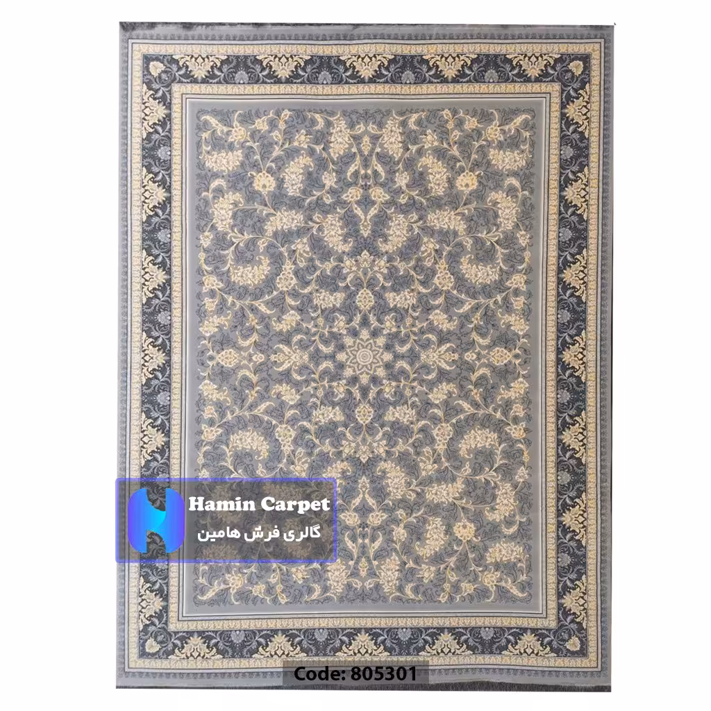 فرش 4 متری 700شانه تراکم 2550 نخ آکلریک رنگ زمینه متالیک کد AR805301