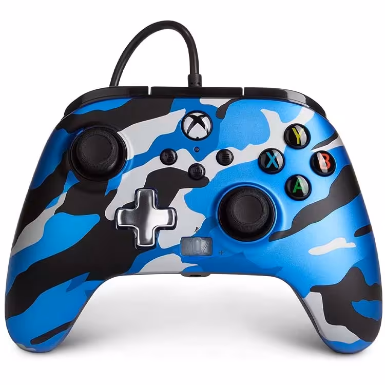 خرید گیم پد ایکس باکس PowerA Enhanced Wired Controller for XBOX Series X|S - Metallic Blue Camo با بهترین قیمت