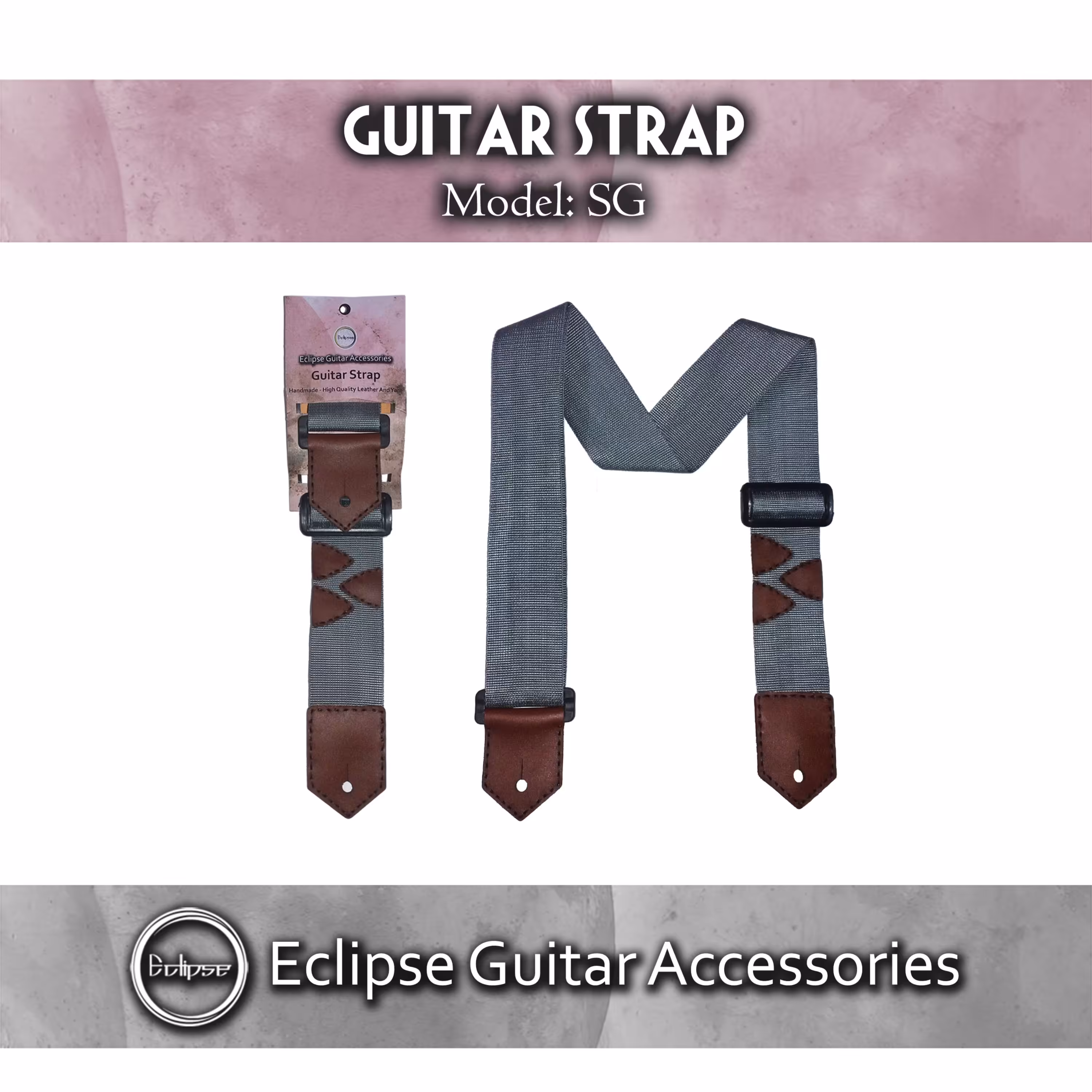 استرپ برزنتی گیتار Eclipse - بند گیتار چرم طبیعی - مدل SG
