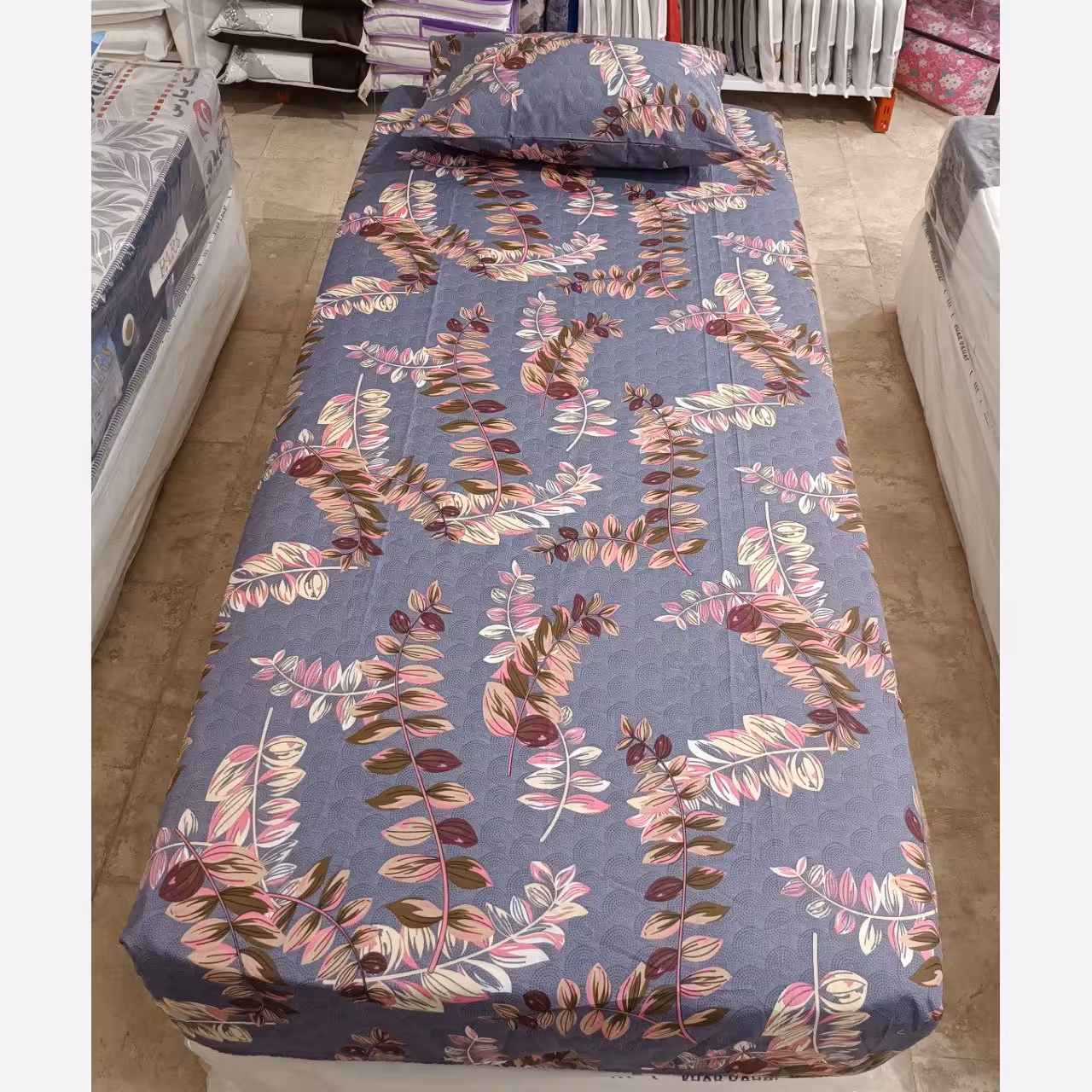 ملحفه کشدار یکنفره عرض 90 جنس پلی استر پنبه با روبالشی کد 173