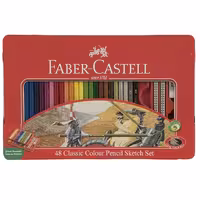 مداد رنگی 48 رنگ فابر کاستل جعبه فلزی مدل کلاسیک Faber-Castell