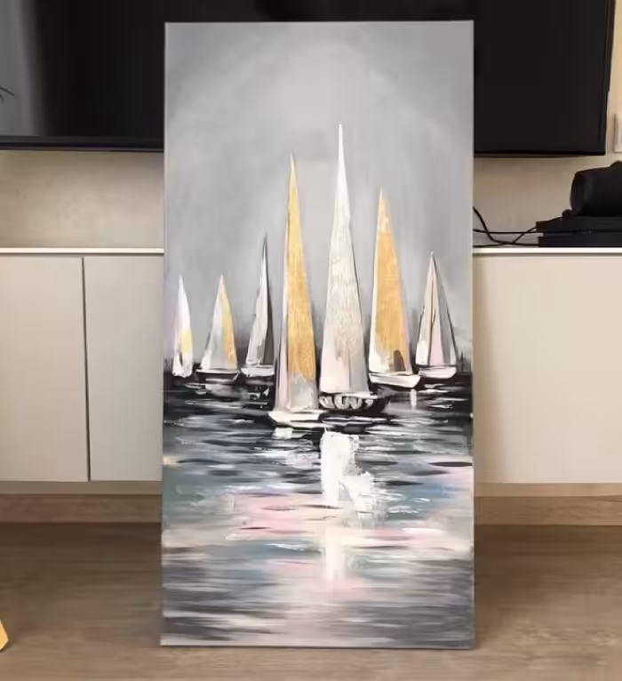 تابلو نقاشی مدرن کشتی ورقطلا تماما کار دست از رویآرت گالری