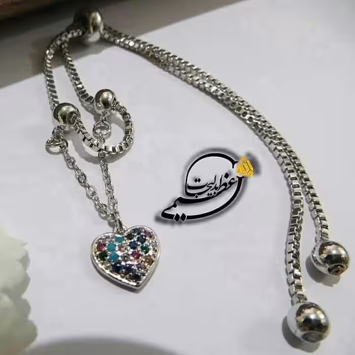 دستبند آسانسوری برند CM از جنس مس و روکش طلا درجه یک طرح قلب نگین کاری شده