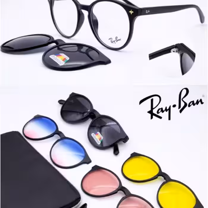 عینک طبی ریبن گرد با 4 کاور آفتابی