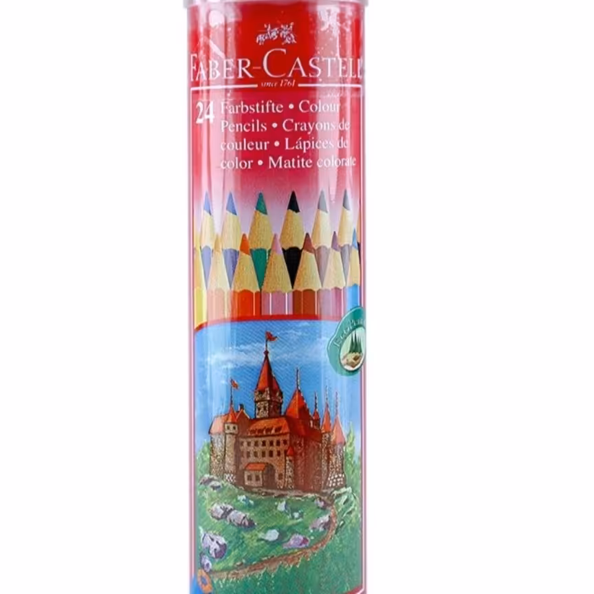 مداد رنگی 24 رنگ فابر کاستل فلزی استوانه ای 