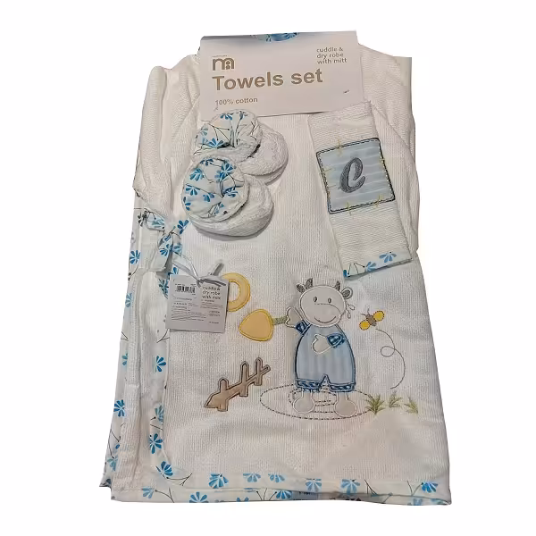 ست حوله نوزادی مادرکر 5 تکه طرح گاو | سیسمونی بدو نی نی