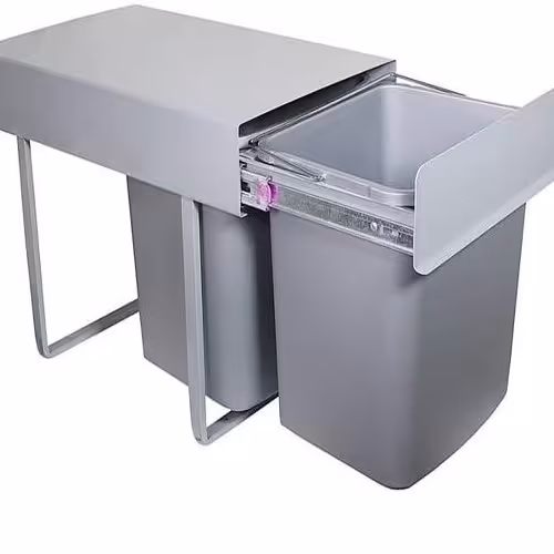 سطل زباله ریلی داخل کابینتی دو مخزن 16 لیتری(پس کرایه)