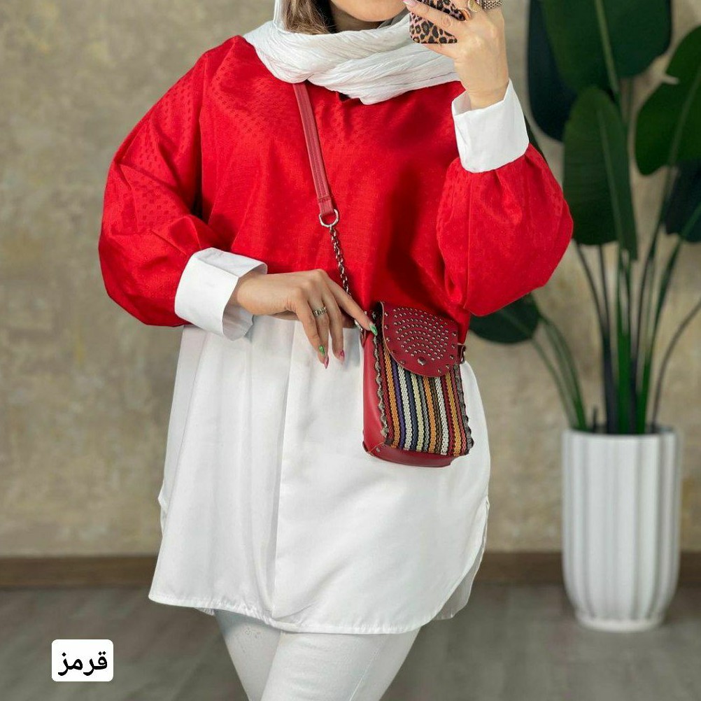 شومیز دو رنگ مدل نیکا