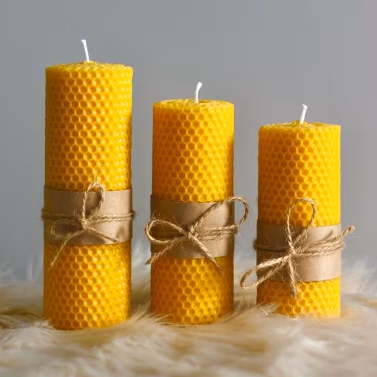 شمع موم عسل طبیعی قطر 3سانت(3عددی)