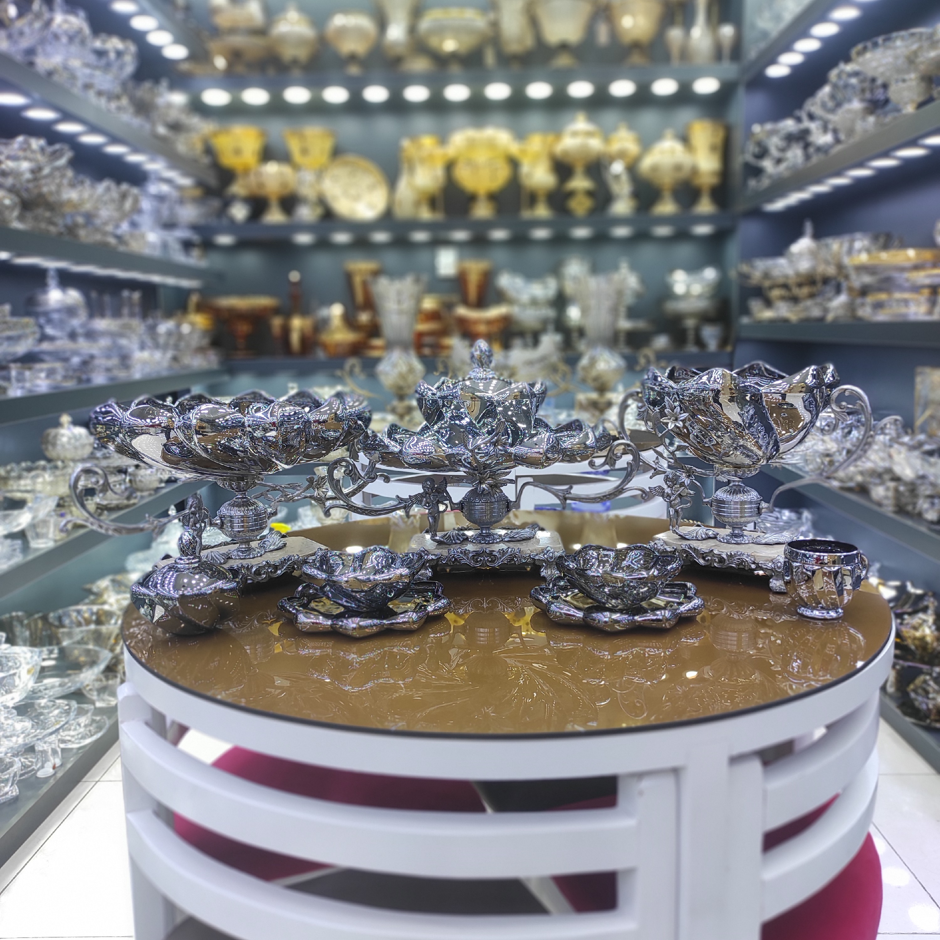 (سرویس پذیرای کریستال پلاتین کوب پایه برنج)
