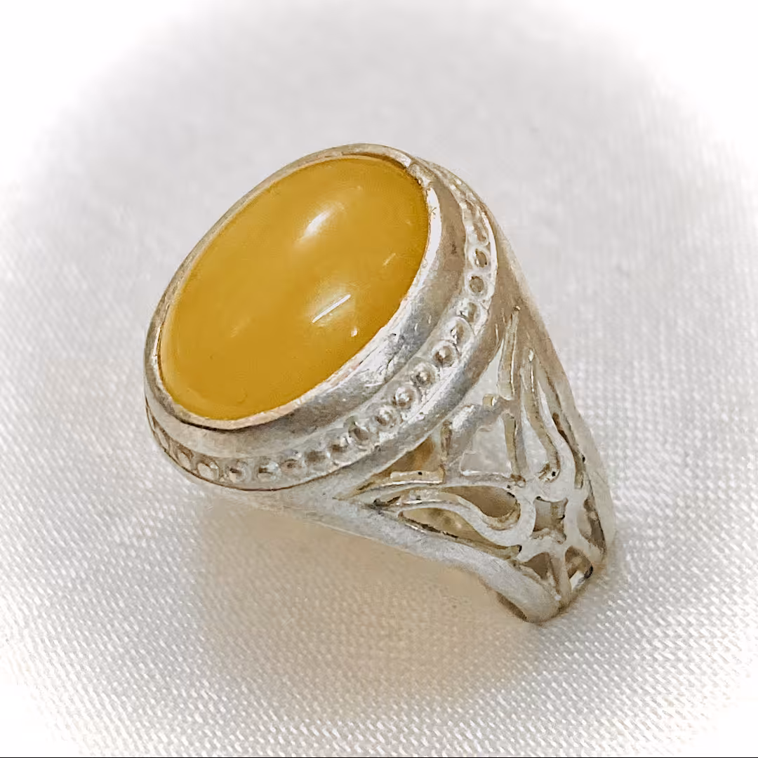 انگشتر نقره مردانه نگین عقیق شرف الشمس عیار 925