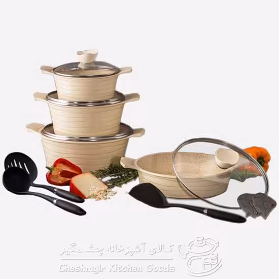 سرویس 11 پارچه قابلمه کرم لاین یونیک کد 7729