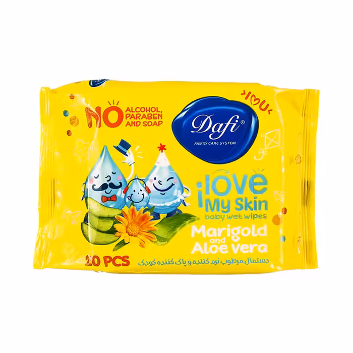 دستمال مرطوب نرم کننده و پاک کننده 20 عددی دافی Dafi