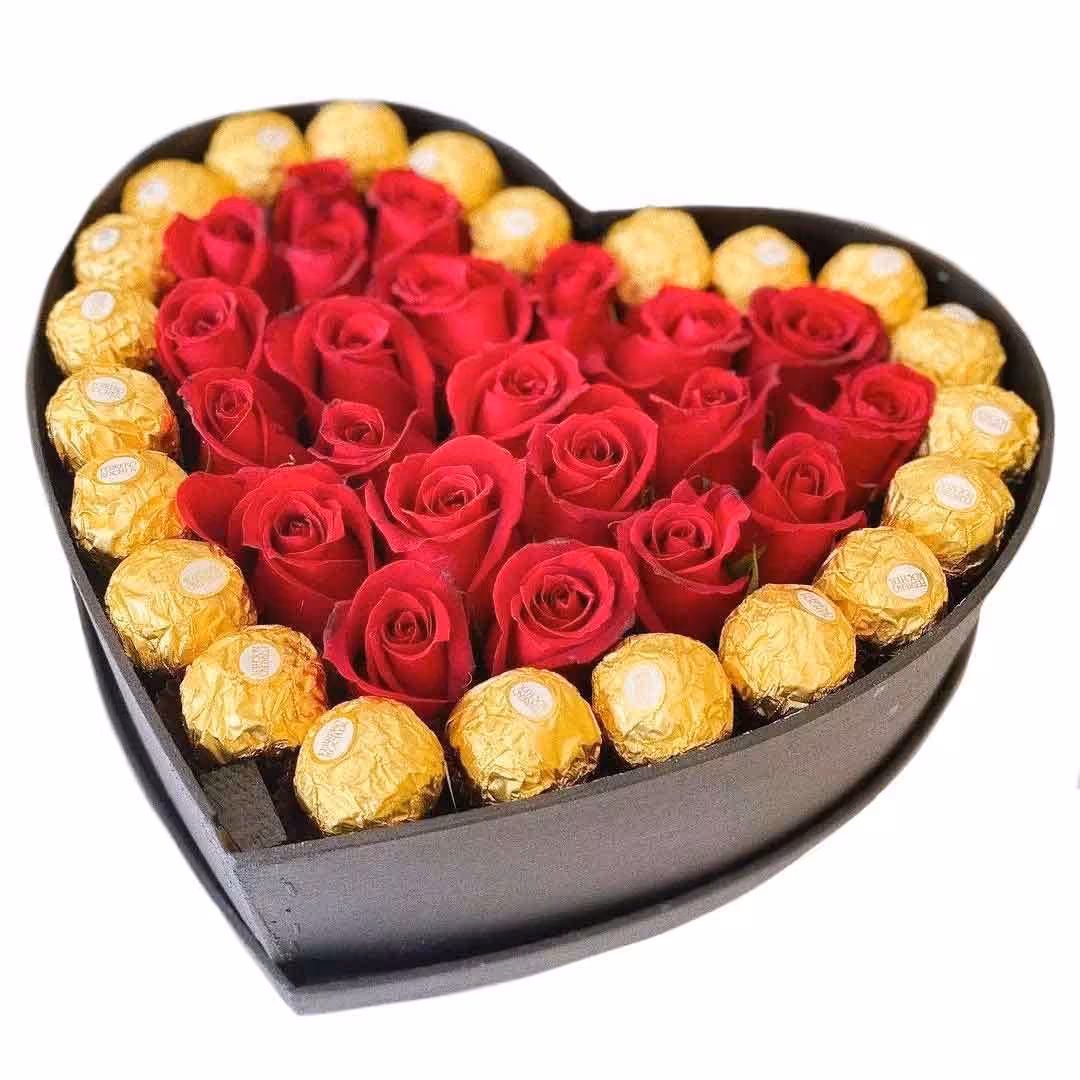 باکس گل و شکلات شیک(هزینه ی ارسال پس کرایه)