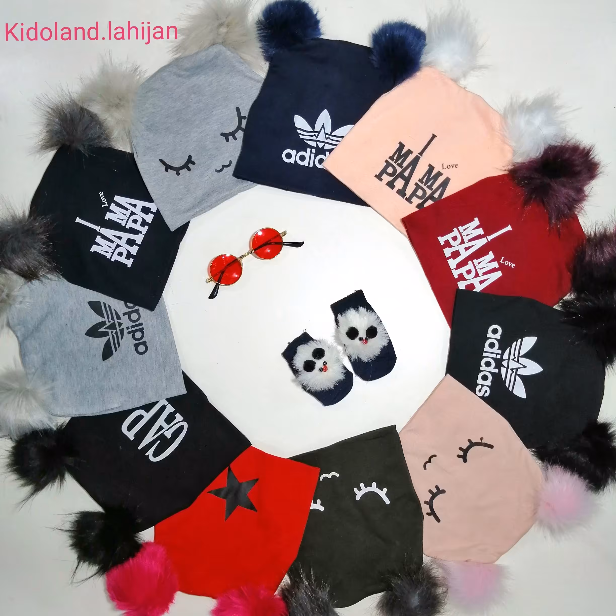 کلاه پوم دار بچگانه اسپرت دخترانه پسرانه در رنگبندی متنوع و طرحهای جذاب پاییزه