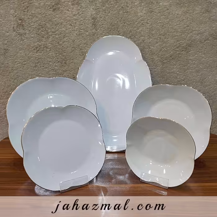 سرویس چینی پردیس طرح سفید لب طلا 30 پارچه اسپرینگ کد Gold