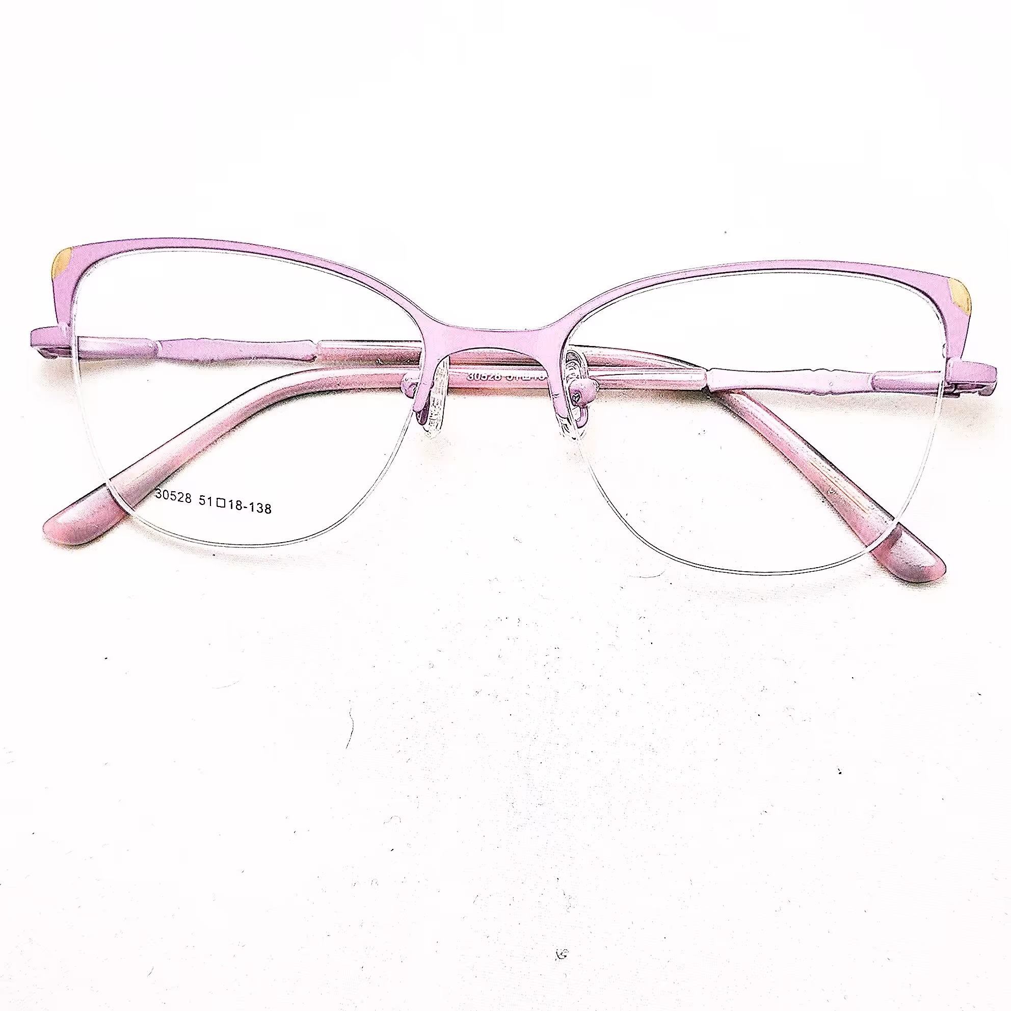 عینک طبی نیم قاب فلزی یاسی رنگ