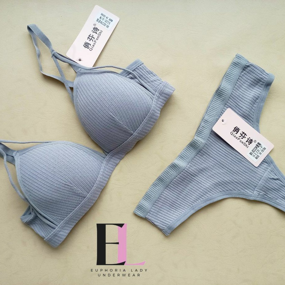 ست شورت و سوتین هارنس دار نخی وارداتی نرم و راحت کیفیت عالی رنگ خاکستری سایز 70تا 85