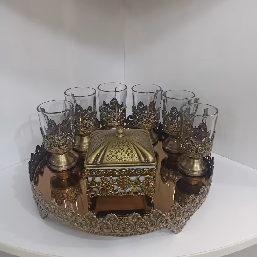 سینی کف اینه مدل تاج در  سه رنگ طلایی و سیلور و انتیک