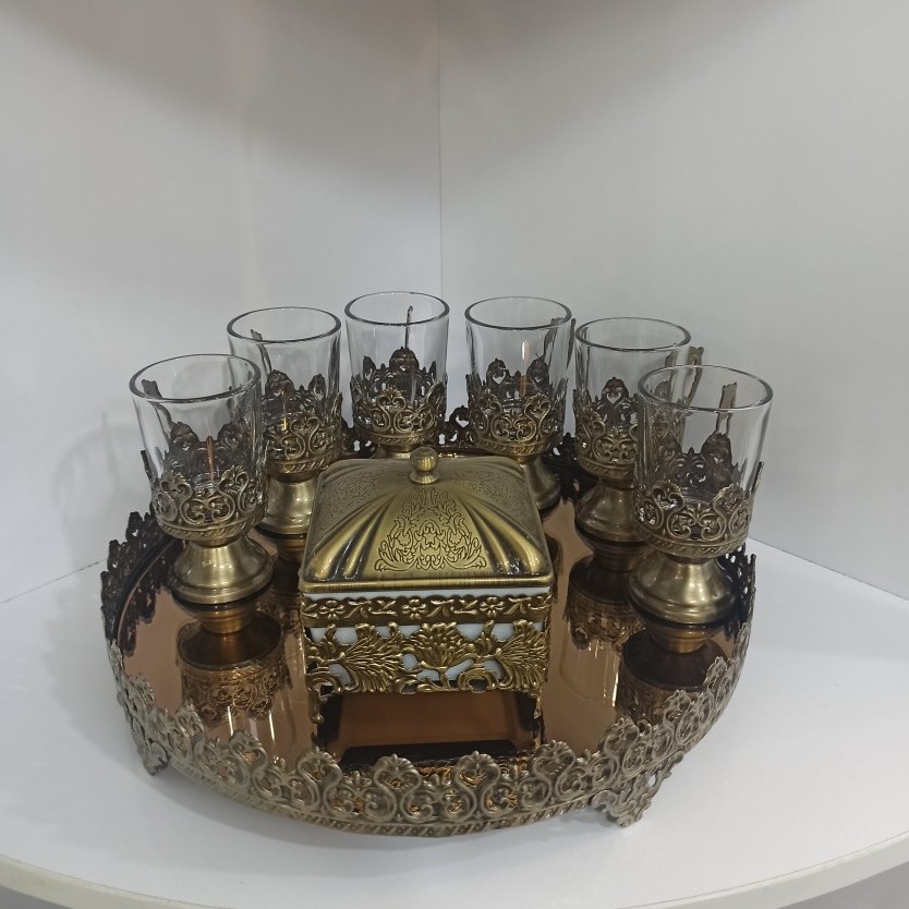 سینی کف اینه مدل تاج در سه رنگ طلایی و سیلور و انتیک