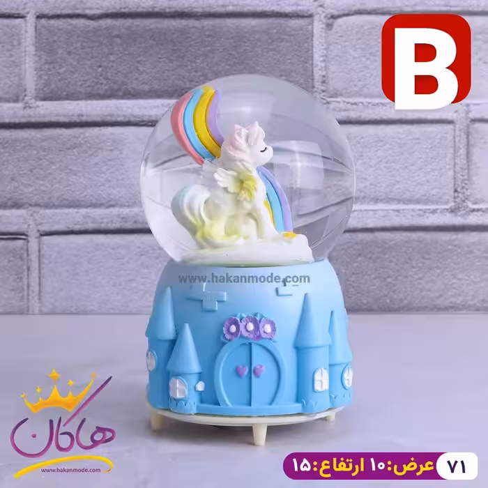 گوی موزیکال کوکی یونیکورن بالدار آبی