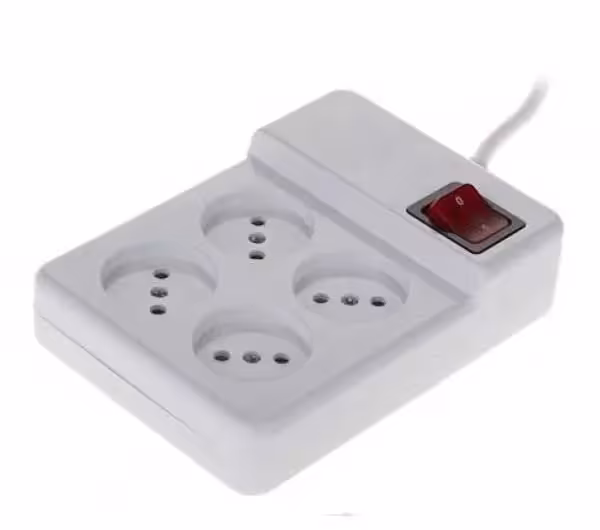 چند راهی برق 4 خانه سیم بلند کلیددار