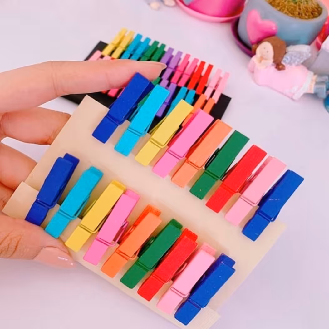 گیره چوبی رنگی بسته ده عددی