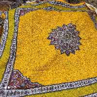 سفره ورومیزی قلمکاری صادراتی اعلا سایز زرد رنگ