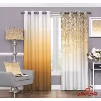 پرده سنتی آمبره نارنجی سفید کد 3303