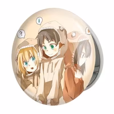 آینه جیبی خندالو طرح میکاسا و ارن و ارمین انیمه اتک آن تایتان Attack on Titan مدل تاشو کد 18565