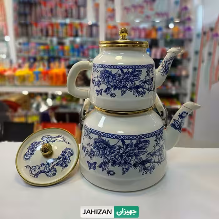 کتری و قوری لعابی لایت مدل Flower