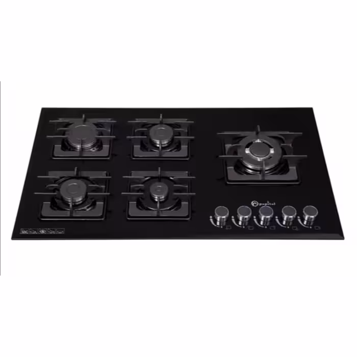اجاق گاز صفحه شیشه ای پنج شعله پاپیتال مدل pg7 با پنج سال گارانتی و مقاومت بسیار بالا 