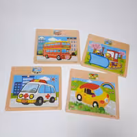 پازل چوبی وسایل نقلیه مجموعه 4 عددی