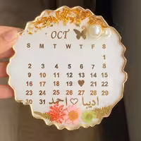 گیفت عقد و عروسی  رزینی با ورق طلا با  فرم های دلخواه شما