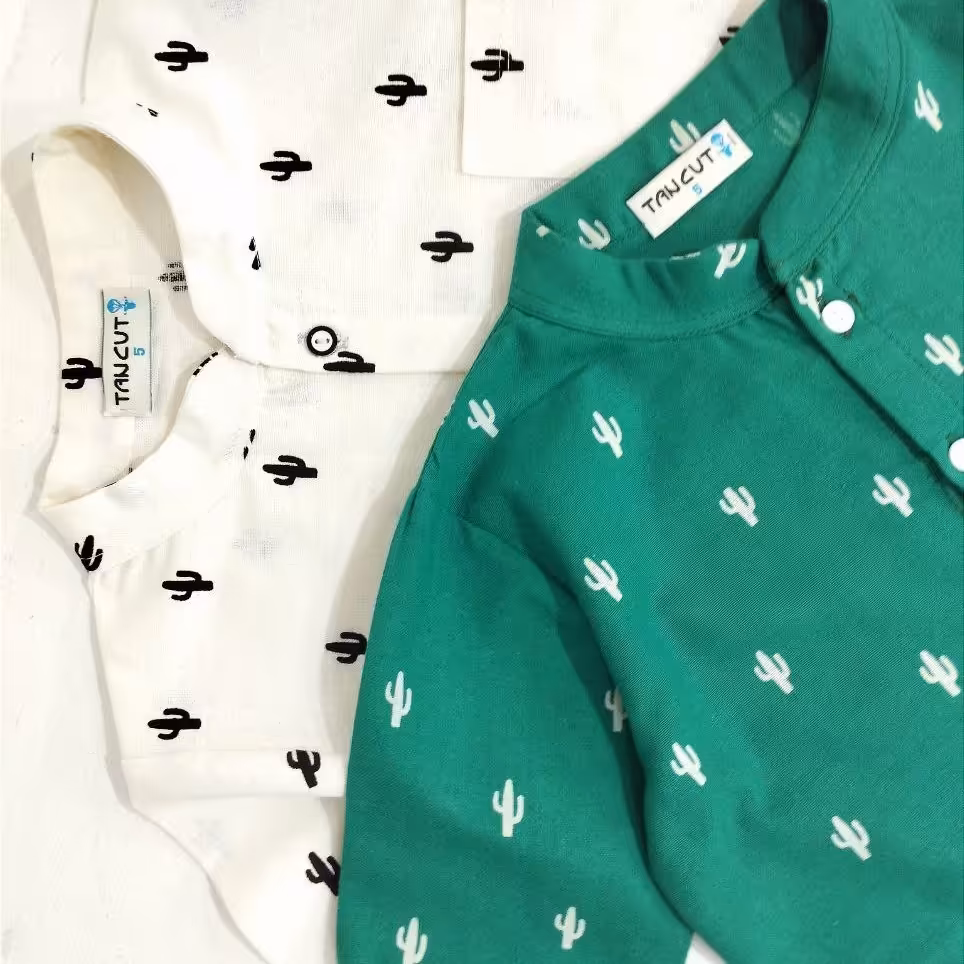 بلوز تک پسرانه جنس نساجی درجه 1 مناسب چهار تا پنج سال در دو رنگ سبز و سفید