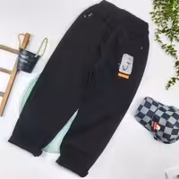 شلوار کتان مام فیت بچه گانه مشکی 9 تا 14 سال کد 9967